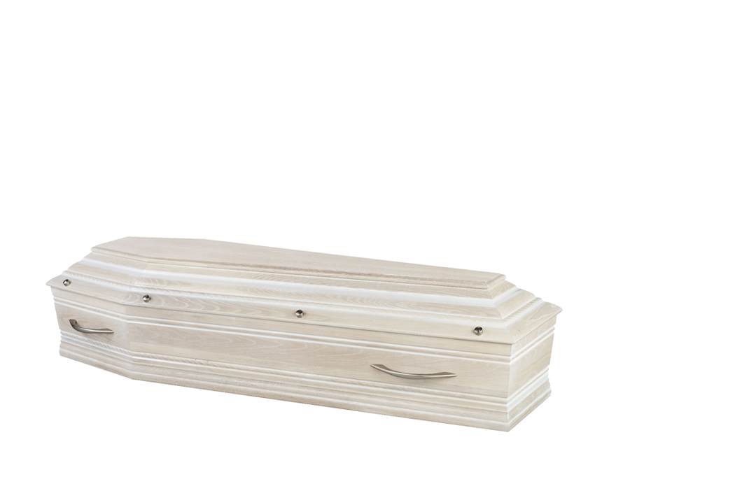 Cercueil en chêne massif, blanc