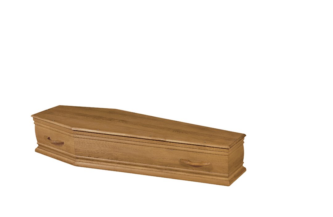 Cercueil écoresponsable en chêne, forme parisienne
