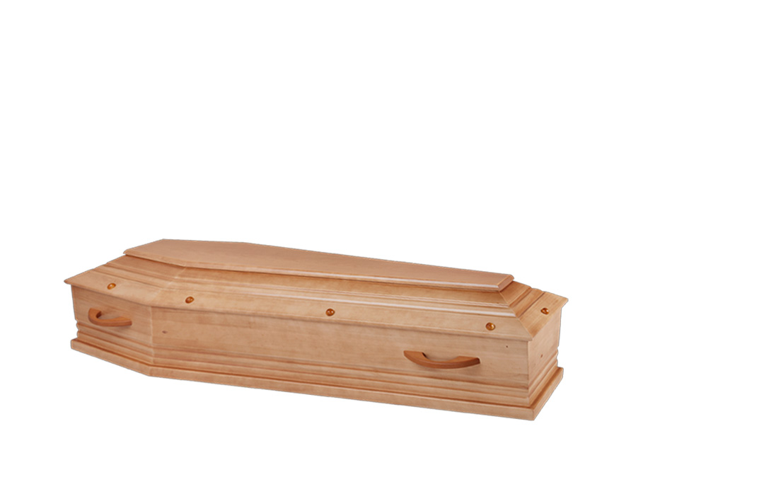 Cercueil en pin massif, forme tombeau
