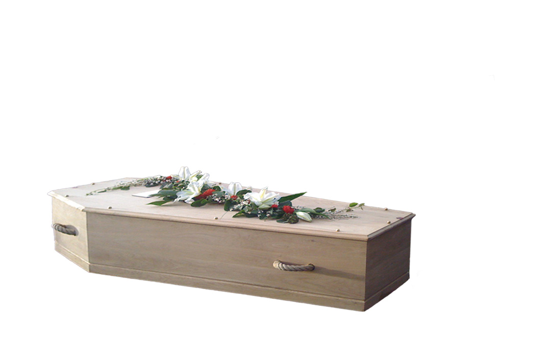 Cercueil en chêne massif brut, sans vernis ni cire