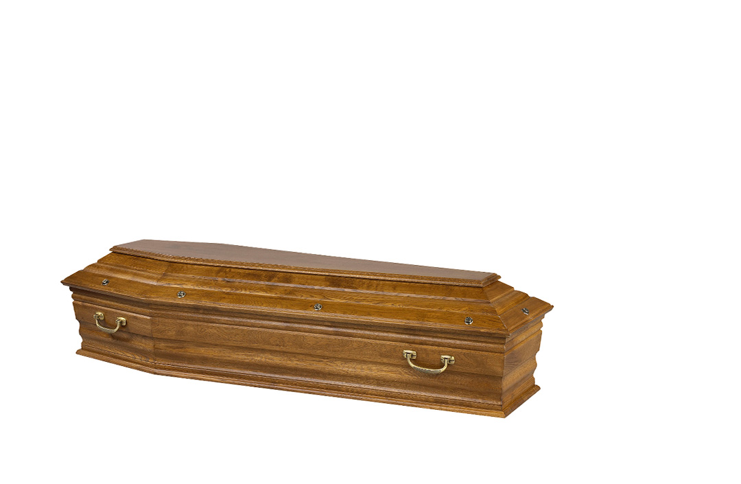 Cercueil en chêne, forme de dôme, demi-teinte finition satinée